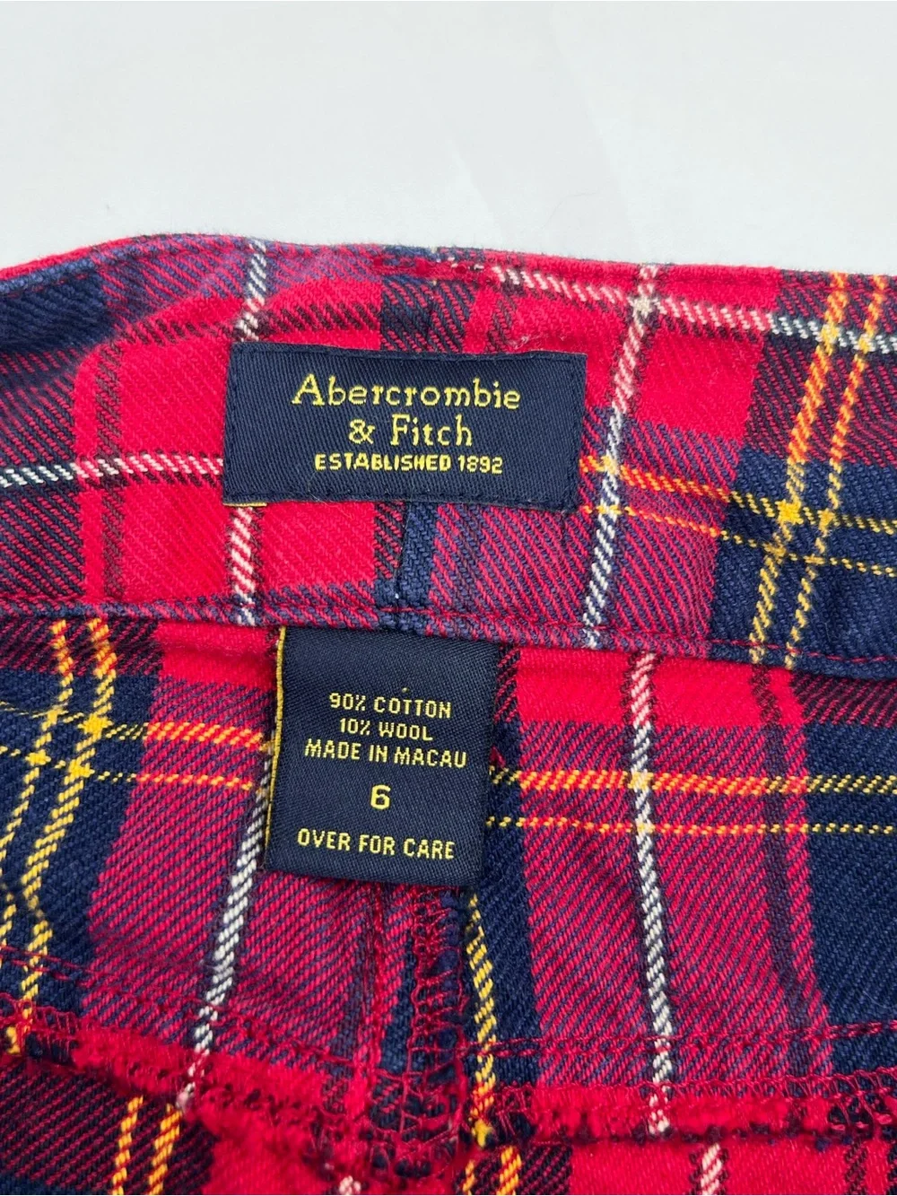 Y2K Abercrombie & Fitch Red Plaid Mini Skirt